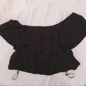 Off the Shoulder Cropped Ruffle Blouse